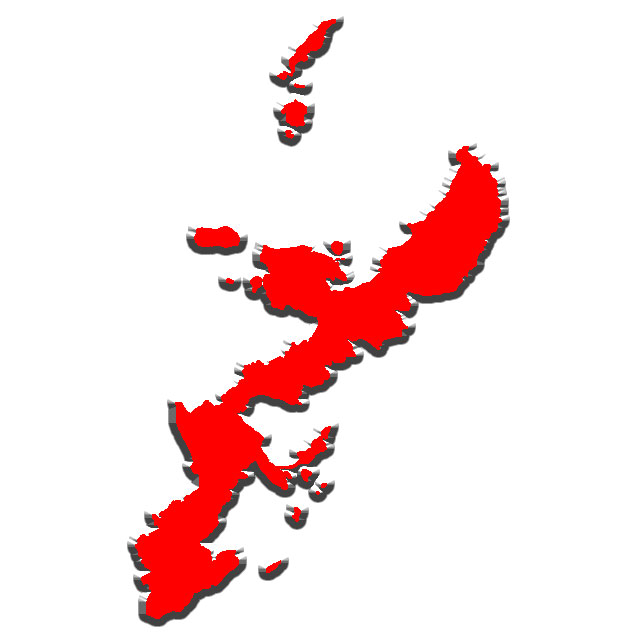 無料の日本地図イラスト集 沖縄県 赤塗り 立体的
