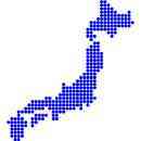日本地図フリーイラスト画像 青丸記号の集合